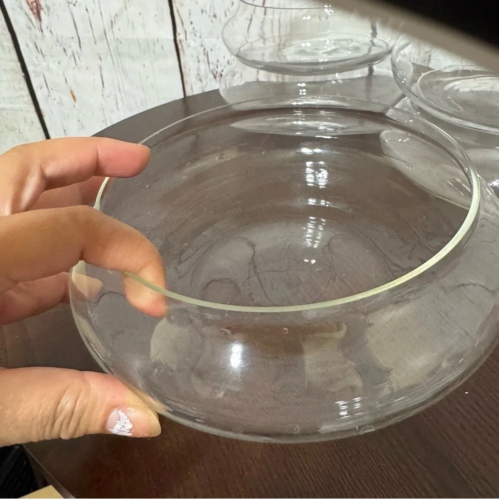 Shallow Glass Bowl Floral Vase or Terrarium 7 Pc lot Used for Table Centerpieces
